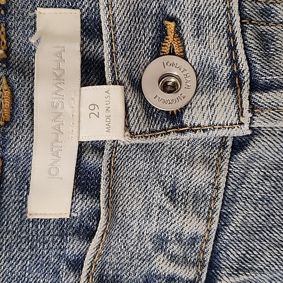 Jonathan Simkhai Pearl-Embellished Boyfriend Jeans Size 29 - Picture 8 of 16